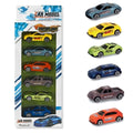 Set of toy cars with packaging displaying various models.