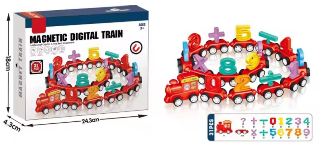 31-Piece Magnetic Digital Train – Educational Math & Counting Set