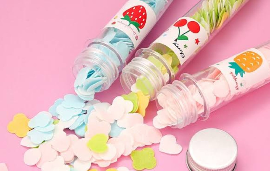 Scented Petal Travel Soap Sheets – Portable Paper Soap in Fruit Themes