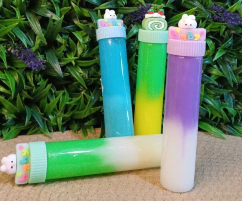 Gradient Jelly Slime Test Tubes with Cute Animal Charm Toppers