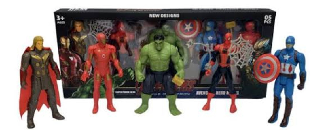 5-Piece Superhero Team Action Figure Box Set – Articulated Avengers-Inspired Toy